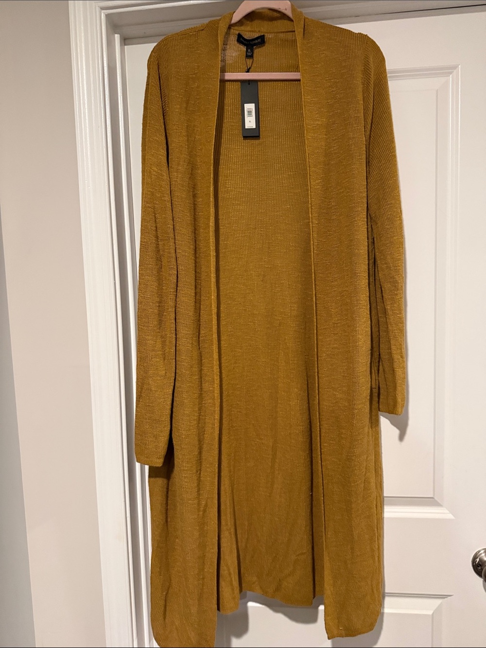 Banana Republic Mustard Yellow Open-Front Long Cardigan